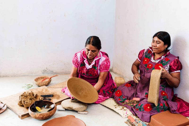 Oaxacan artisans crafting St. Frank pieces; courtesy St. Frank