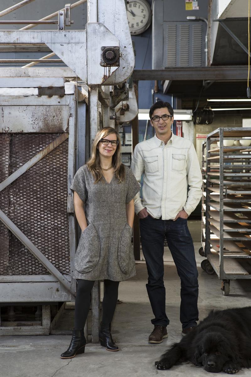 Catherine Bailey and Robin Petravic at Heath's Sausalito Factory