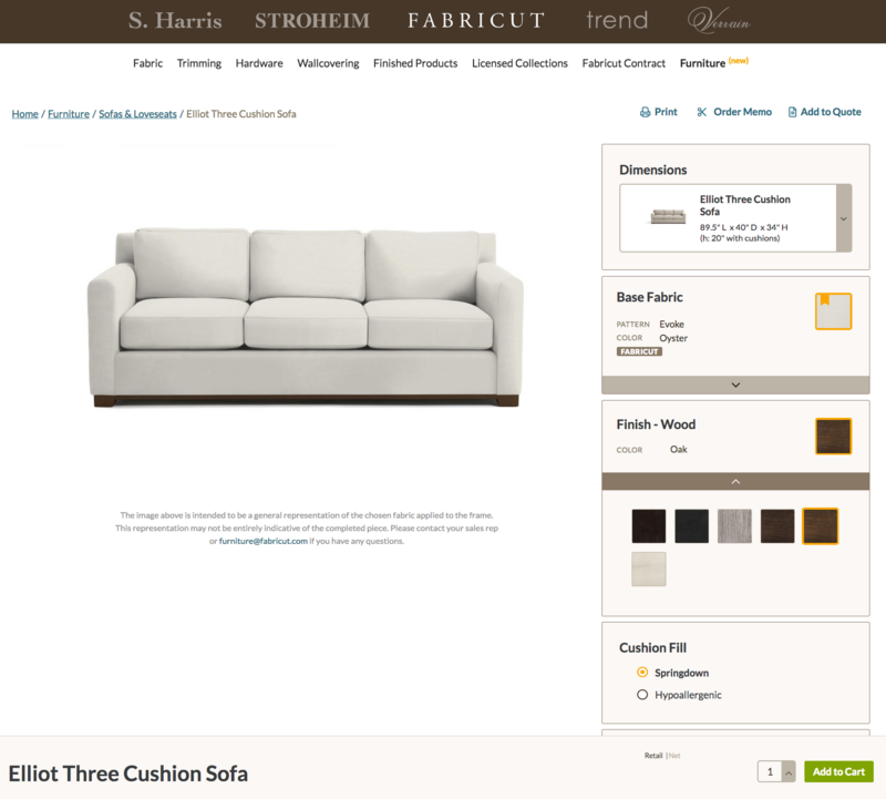 Fabricut's new online ordering platform. Prices will only be available to designers.