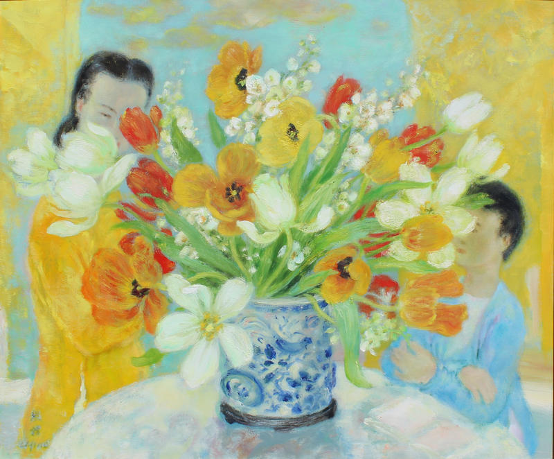 A Findlay Galleries painting by Vietnamese painter Le Pho