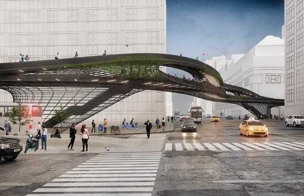 The DXA Studio urban pathway rendering