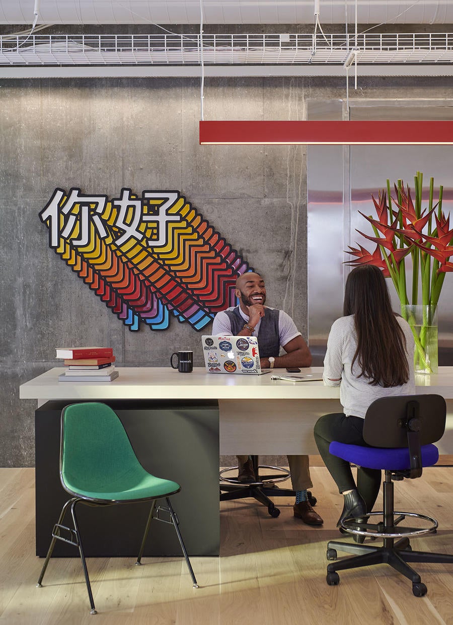 The interior of a WeWork in San Francisco.