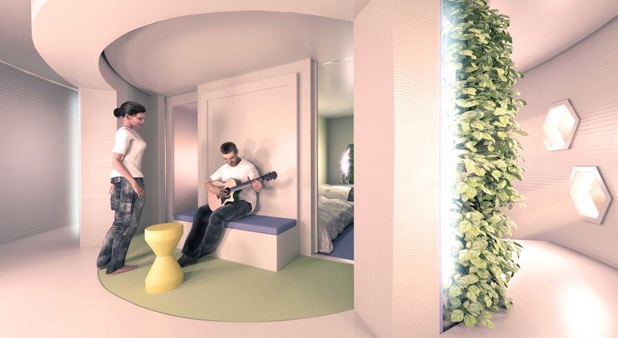 A bedroom in the X-House