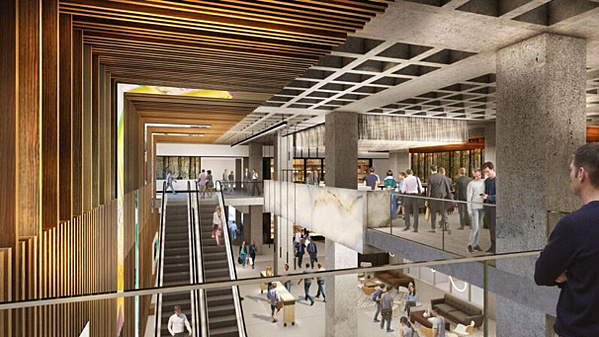 A rendering of the new lobby at AmericasMart Building 1.