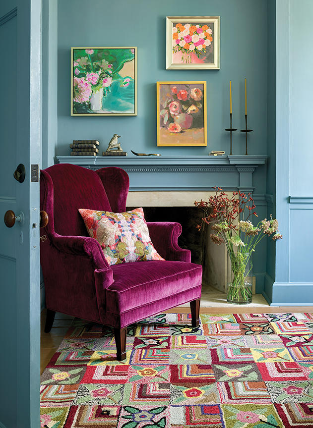 Selke's Lismore chair and Gypsy Rose rug.