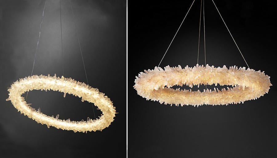 restoration hardware geode quartz crystal chandelier