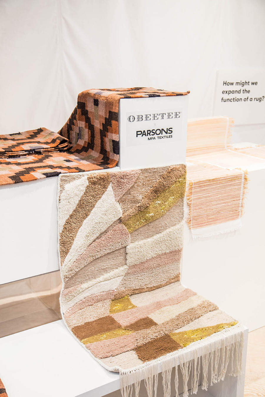 The exhibition of the Obeetee rugs that Parsons students designed.
