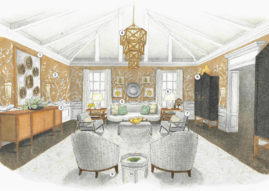 Josh Pickering sketches us a showstopping room full of High Point Market debuts