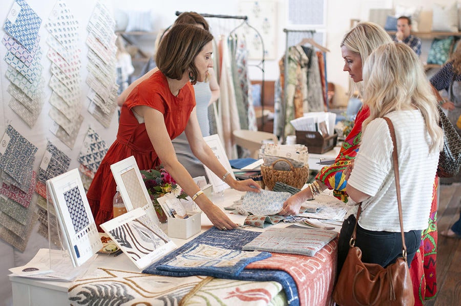 Textile makers introducing their product to designers at the Nashville edition of The Design Social in September.