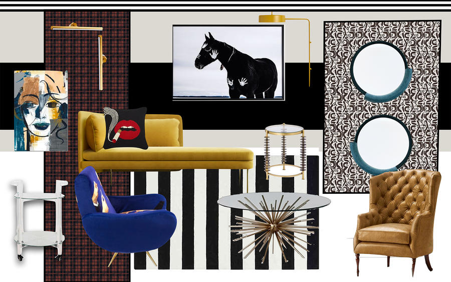 A mood board for the Small/Cool room that Carmen René Smith's Aquilo Interiors is creating.