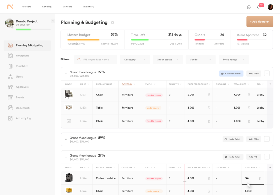 The planning and budget tool on Notch