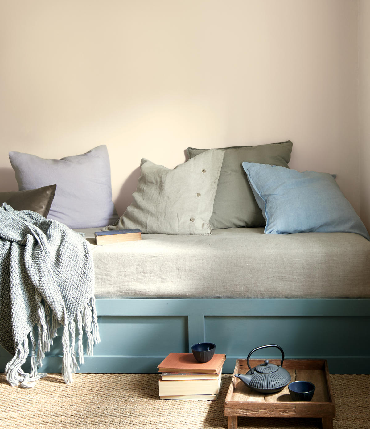 Aegean Teal paired back with Muslin, a Color Trends 2021 hue