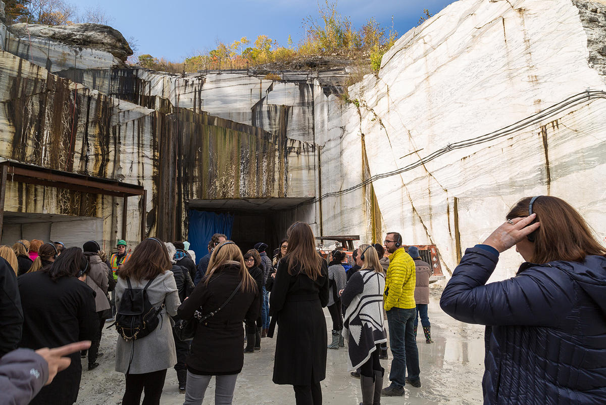 Artistic Tile took designers to Vermont, where they visited a quarry and were able to select slabs on the inside of the mountain and that they wanted for their projects