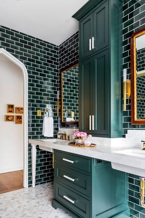 The moody and glamorous master bathroom