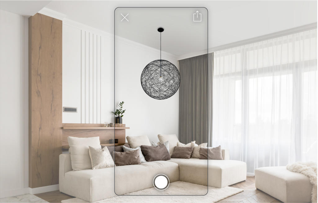 Lightology's AR tool  makes it easy to see how a new chandelier will look in situ