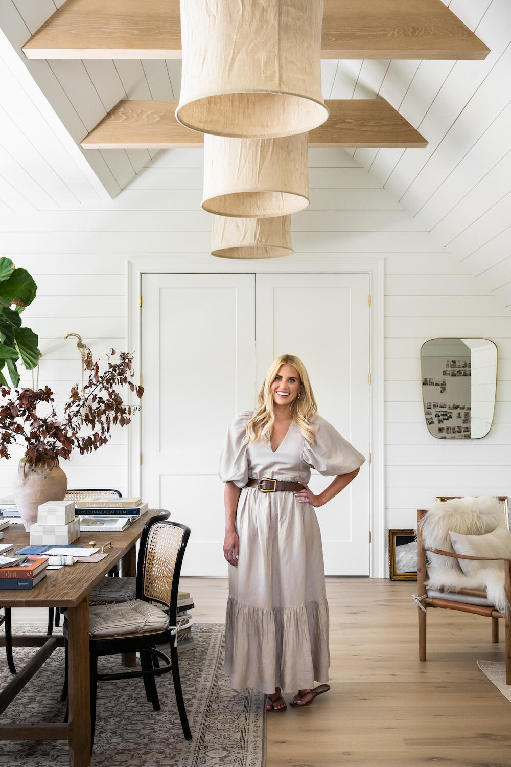 Shea McGee designs her dream room in linens, velvets, leather and stone