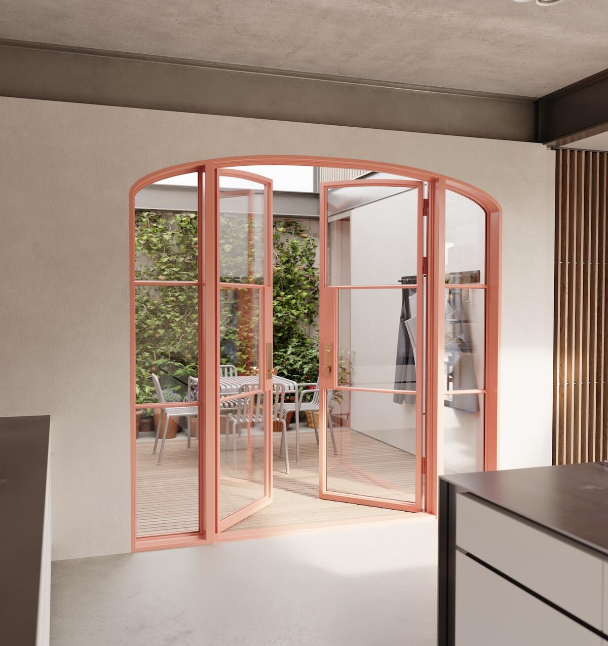 The Air 5 Single Full Arch iron door in Sunset Pink