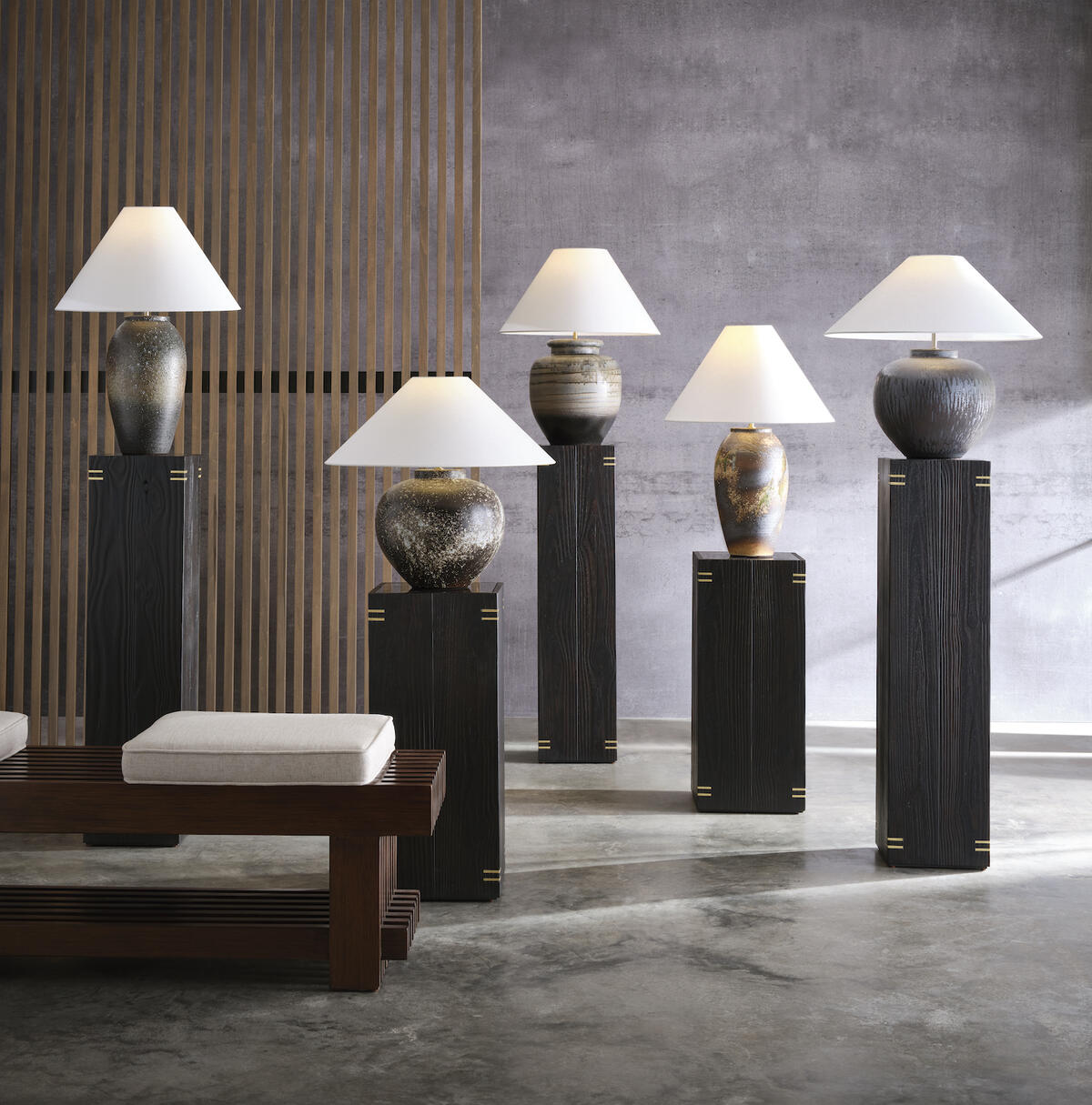 A selection of lamps from Wildwood’s Shiga collection