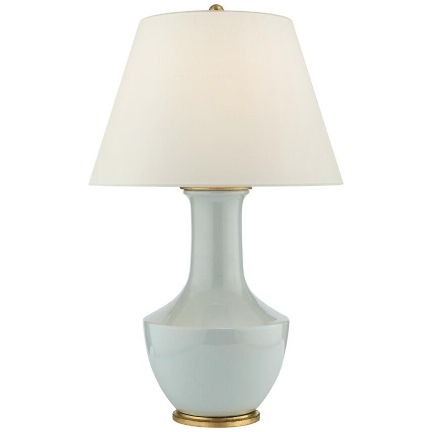 The porcelain Lambay cordless table lamp in Ice Blue by Chapman & Myers
