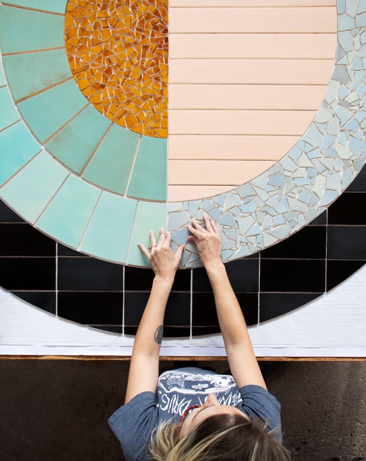 Maggie Morrison crafts a custom mosaic floor design