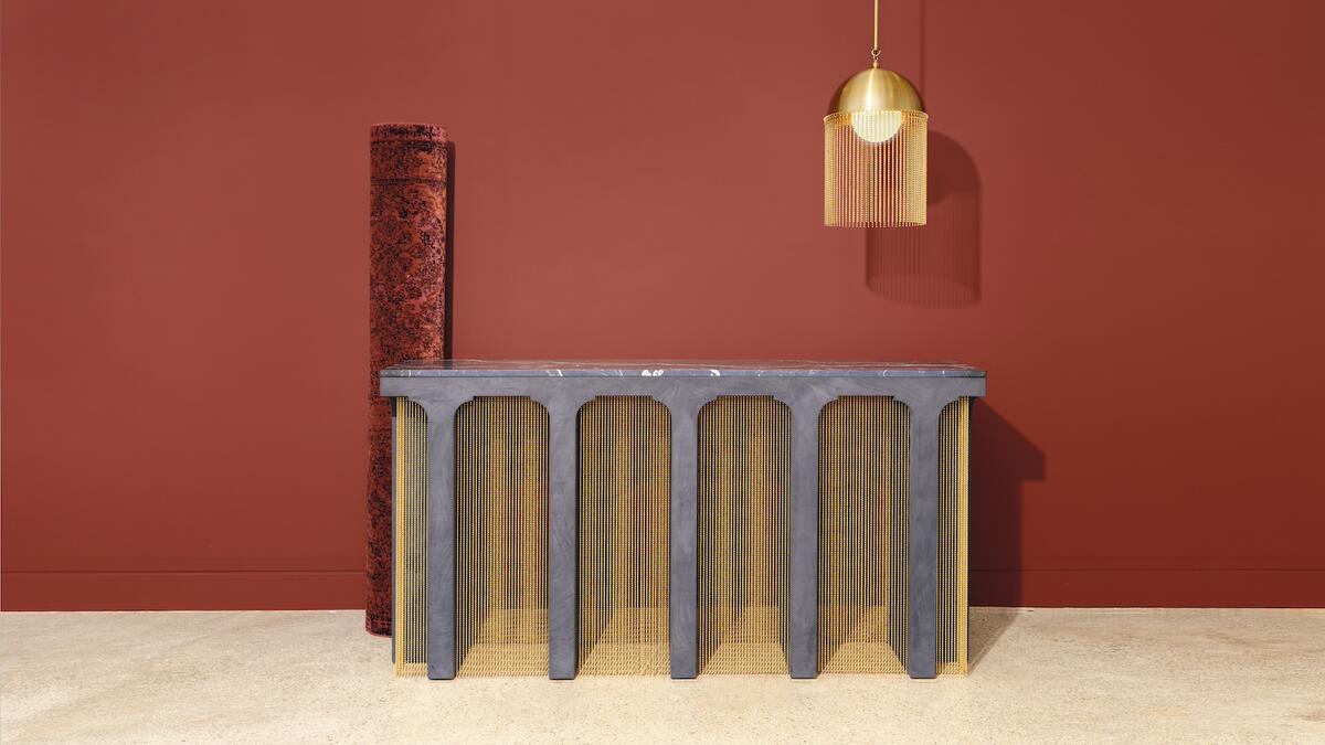 The Pol console table and Jung 12 pendants by Indo