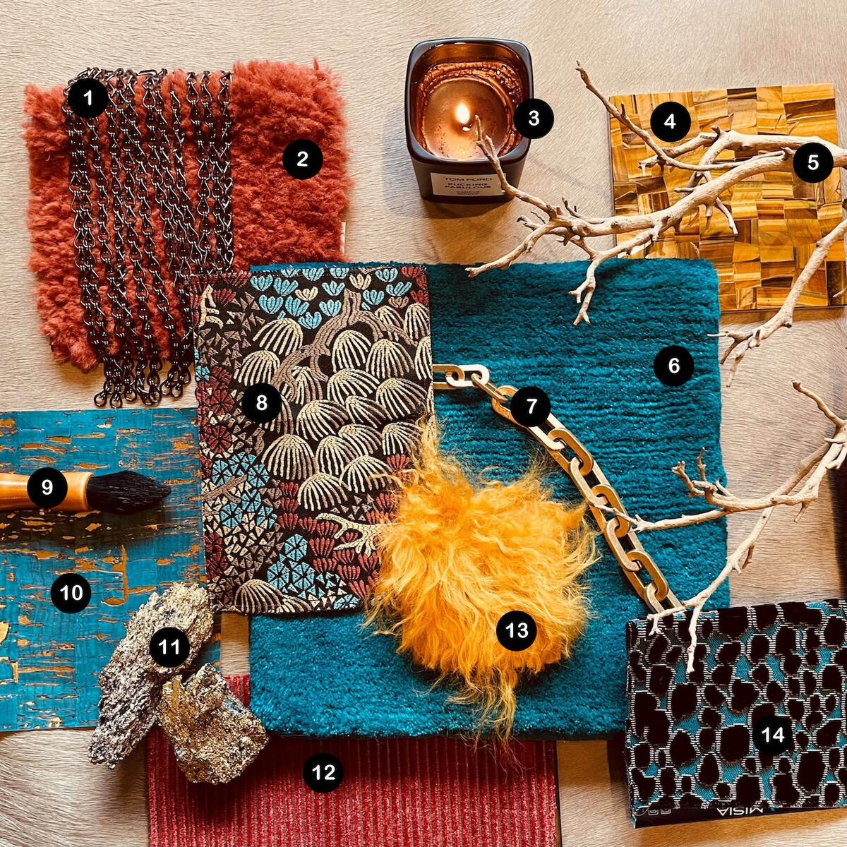 Linda Hartmann’s not-so-elementary mix of rusty reds, teal blues and golden yellows