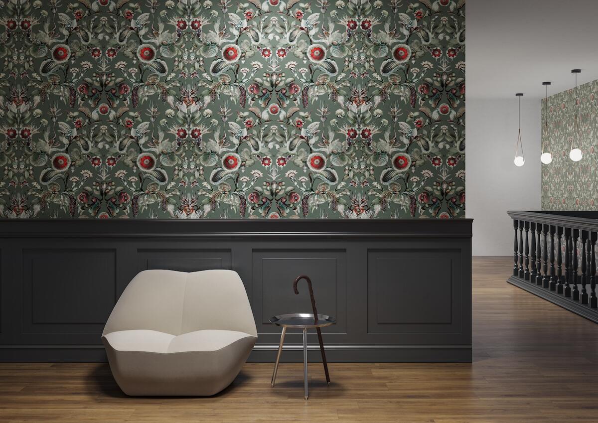 Arte’s Coccinella Bella wallcovering in Sage Green by Moooi