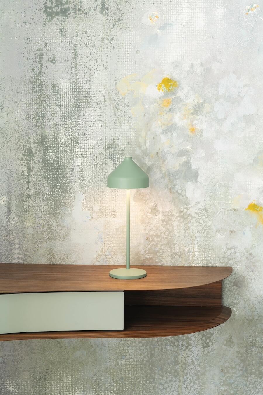 Zafferano’s Amelie table lamp in Leaf Green by Sara Moroni