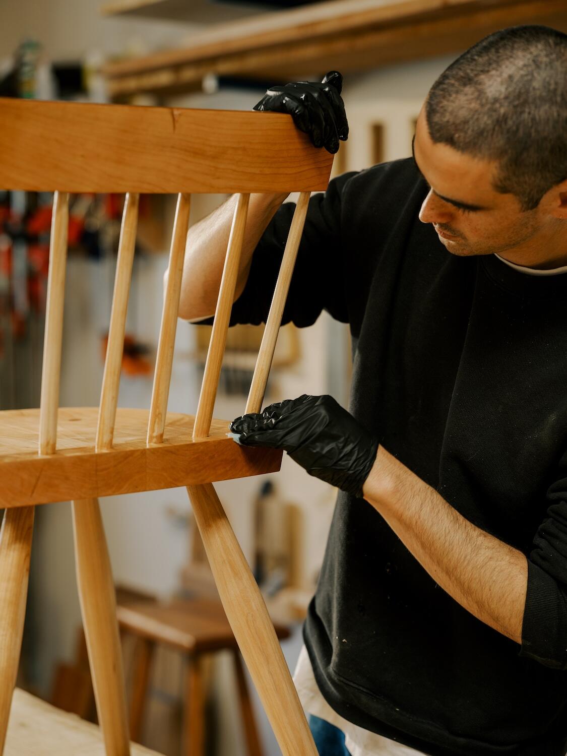 This self-taught woodworker uses hand tools to craft his historically informed designs