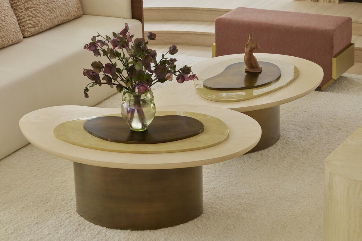 Lago nesting tables and Brera stool by Natasha Baradaran