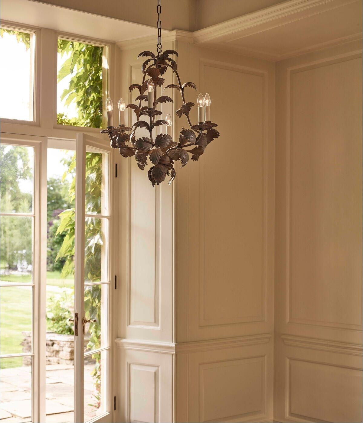 Vaughan’s Compiegne Leaf chandelier in Green Painted