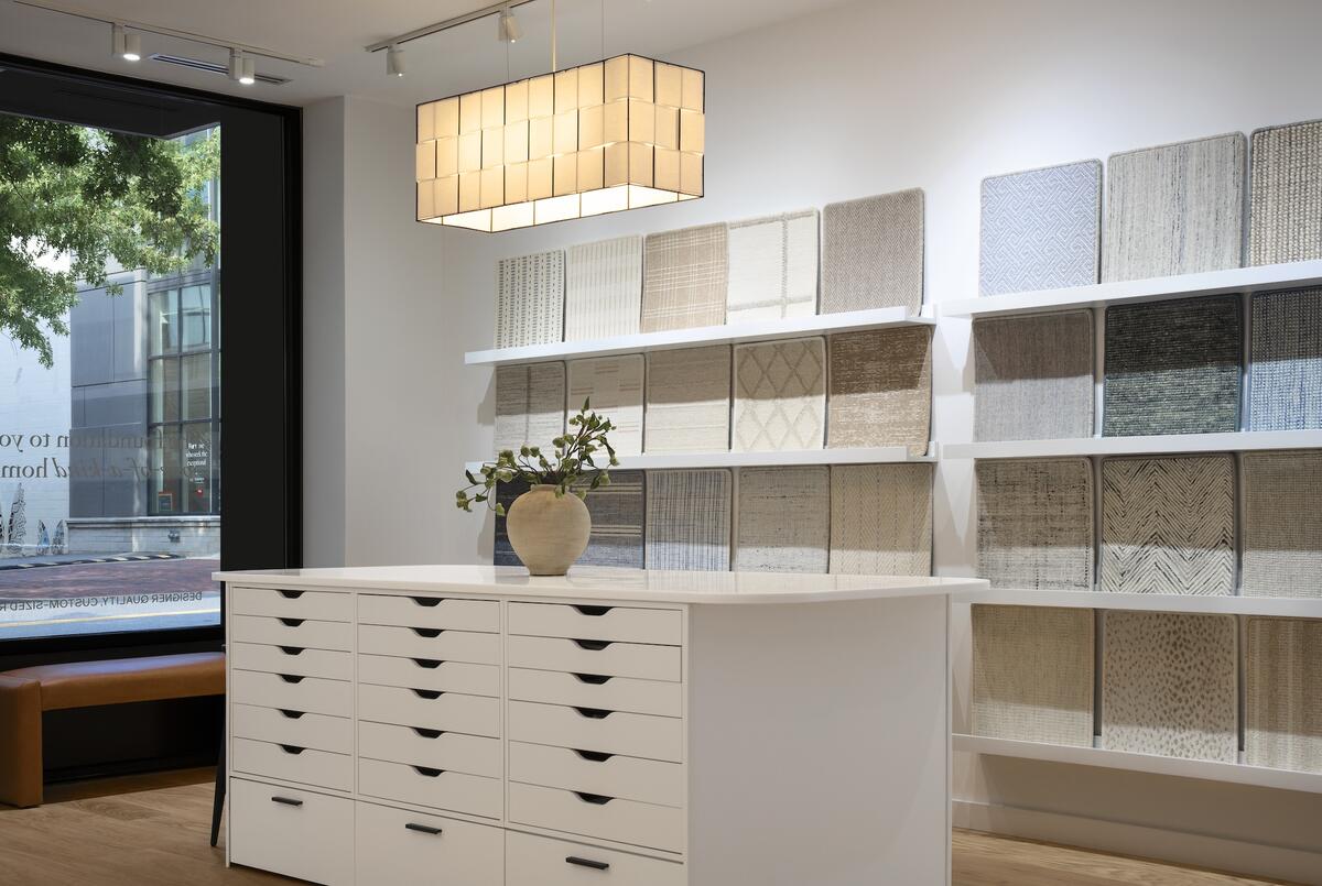 Wall samples in the new Ernesta showroom in Bethesda, Maryland