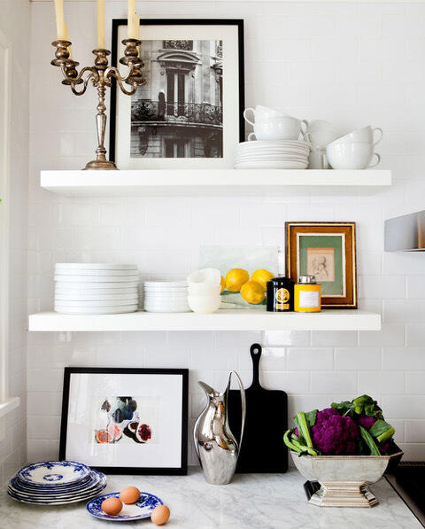 A lively vignette styled by Olga Naiman in the kitchen of design editor Michelle Adams