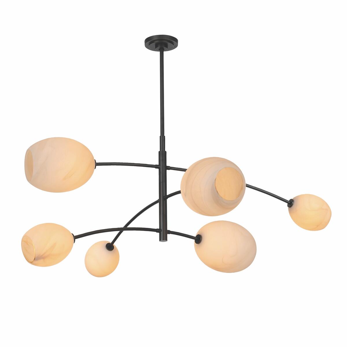 The Artemis chandelier in oil-rubbed bronze with alabaster glass by Regina Andrew Detroit