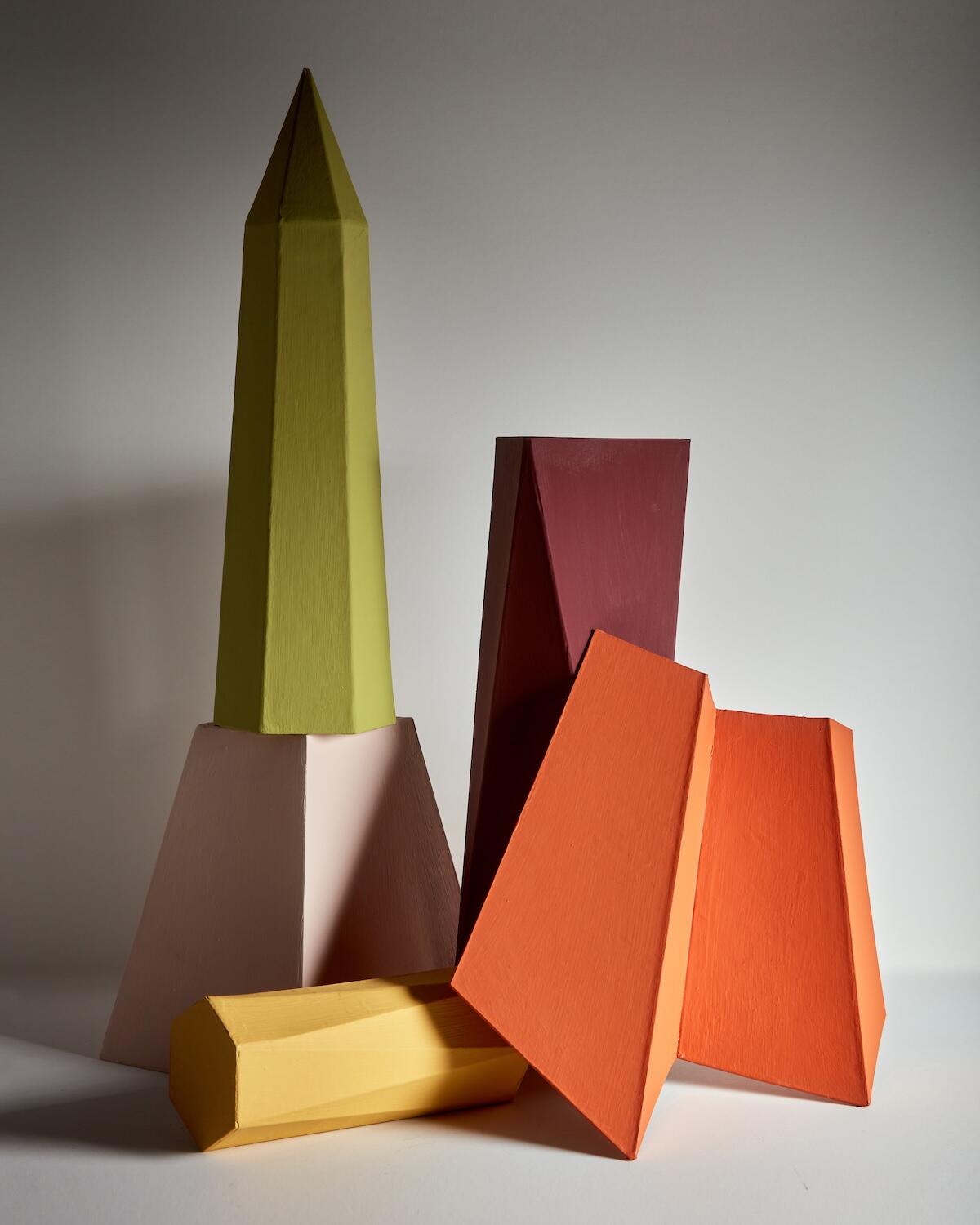 Thomas Engelhart sculptures painted in Ressource’s (clockwise from left) Mutsu, Porto, Persimmon, Neggin Saffron and Rose Water 