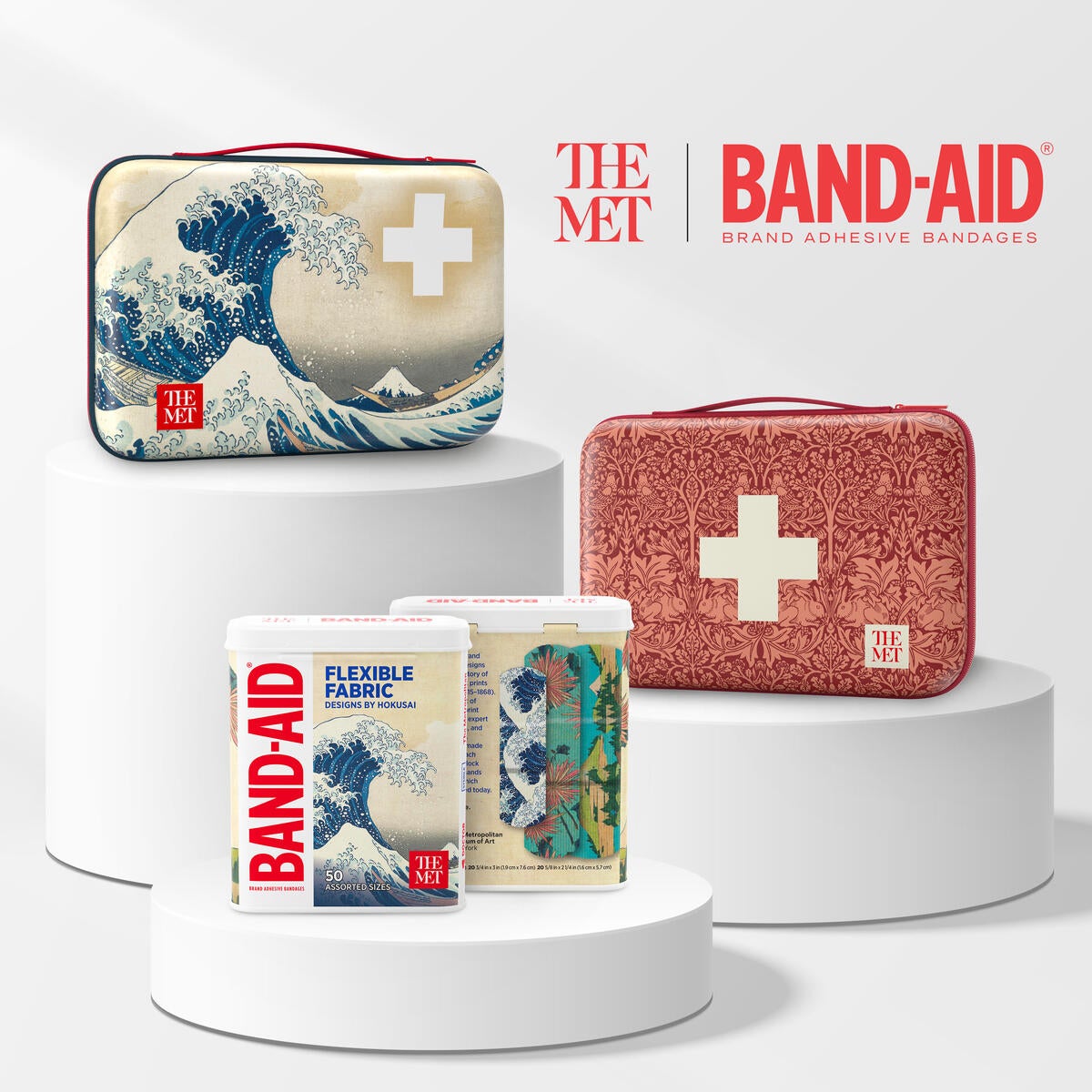 The Metropolitan Museum of Art collaborated with the first aid brand Band-Aid on a collection of bandages and care products with imagery borrowed from iconic artists and designers The Metropolitan Museum of Art collaborated with the first aid brand Band-Aid on a collection of bandages and care products with imagery borrowed from iconic artists and designers