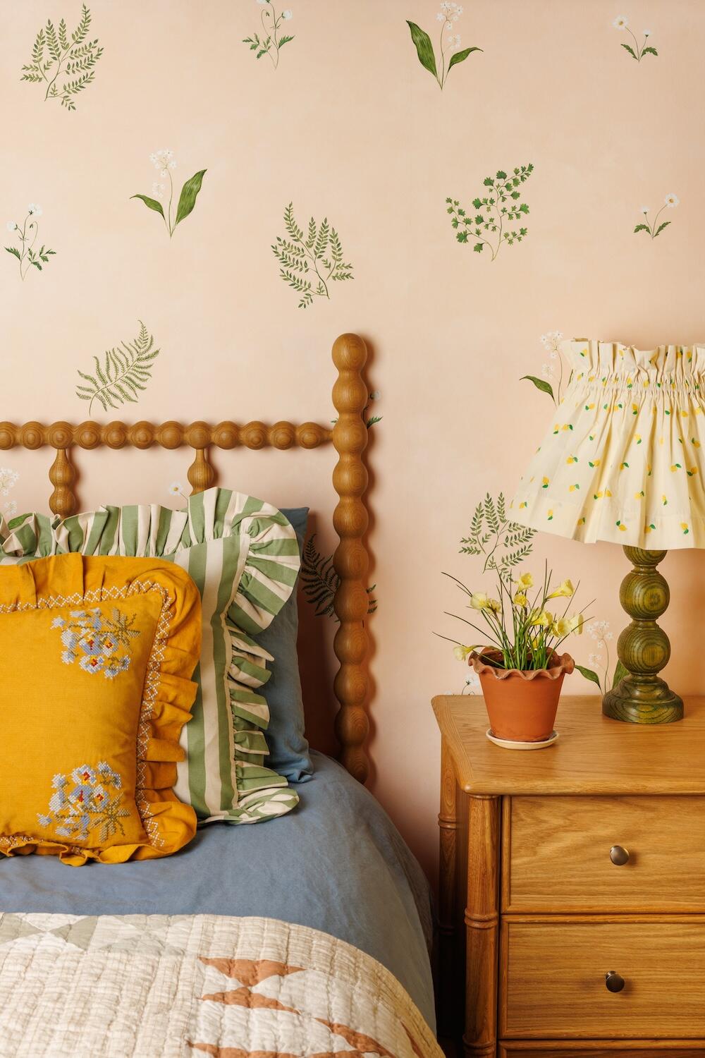 Herbarium Forest wallpaper in Blush by Tess Newall