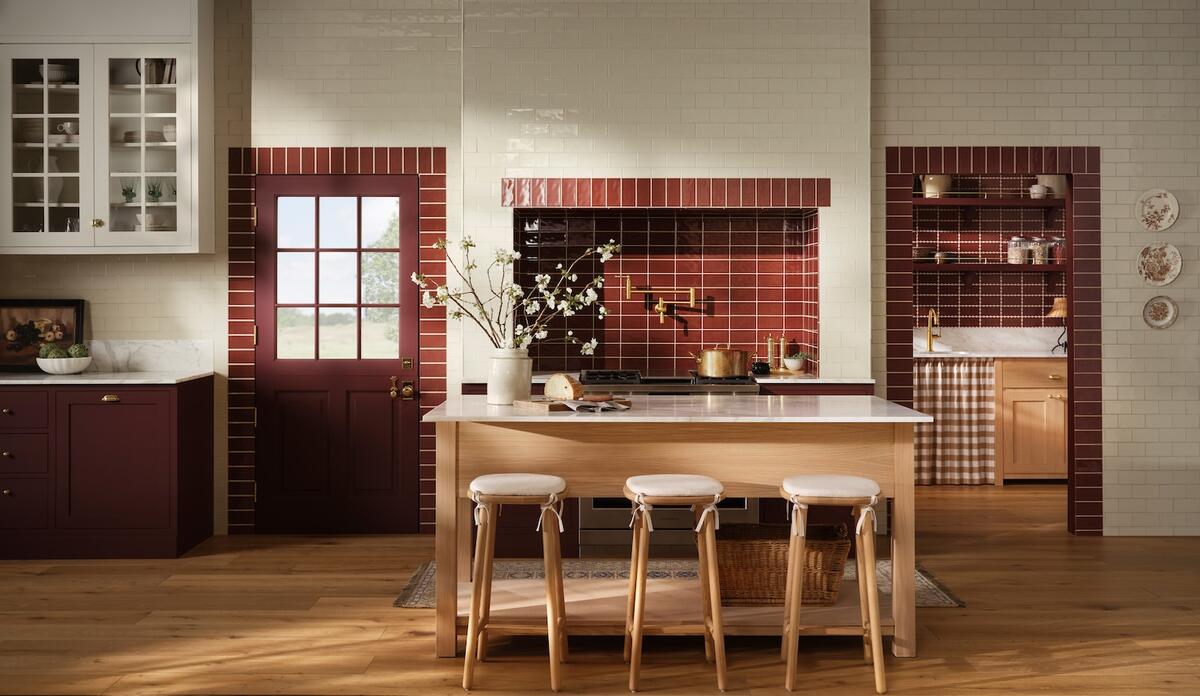 Field tiles from the Ashton Meadows collection in Oxblood by Studio McGee for Ann Sacks Field tiles from the Ashton Meadows collection in Oxblood by Studio McGee for Ann Sacks