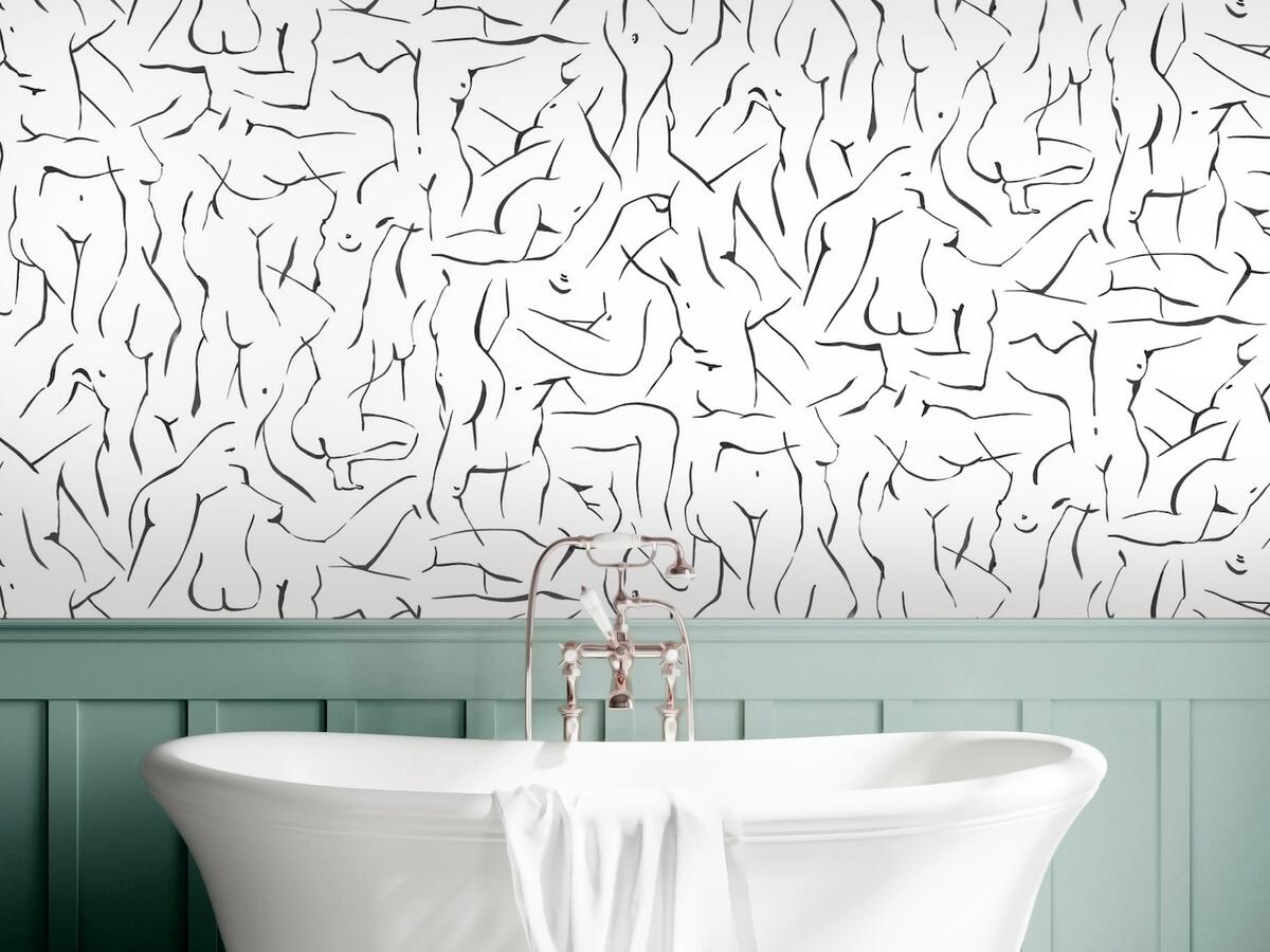 Figure Studies wallpaper in Black and White by Emily Baker Studio
