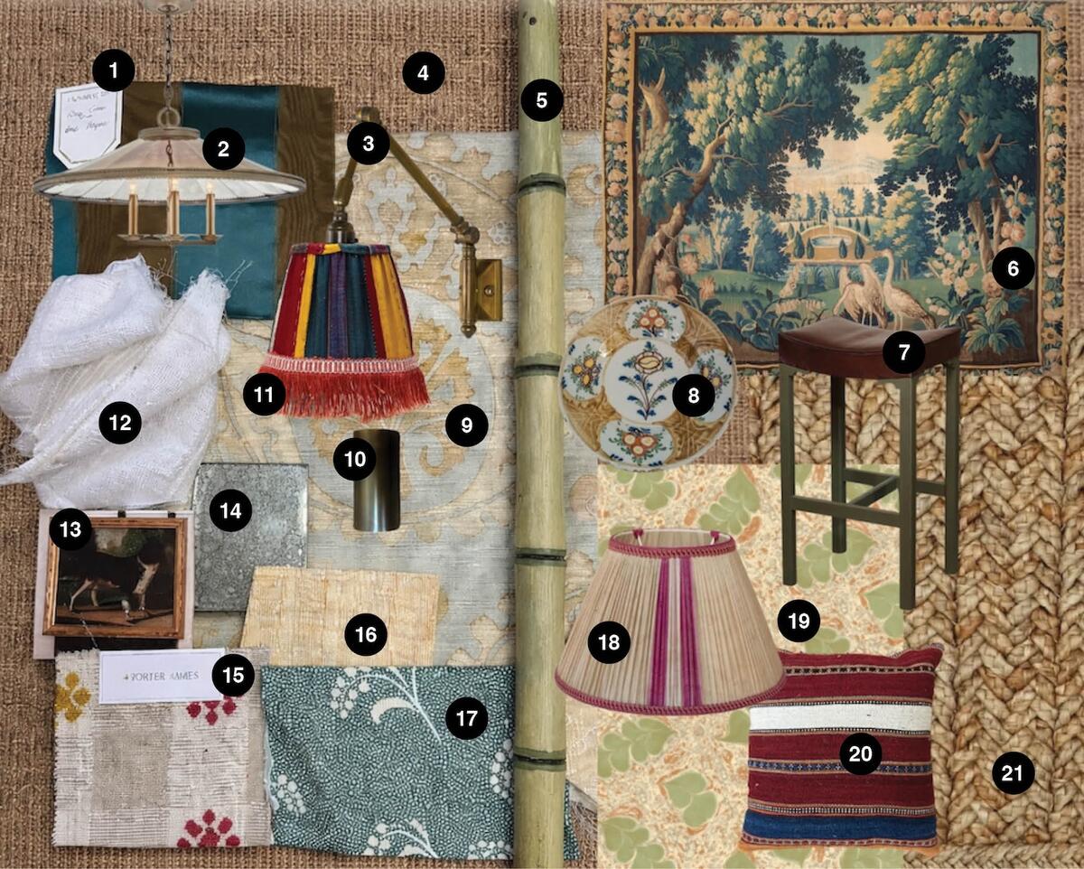 Henriette von Stockhausen’s antiques-charged blend of pleated lampshades, striped upholstery and marbled paper