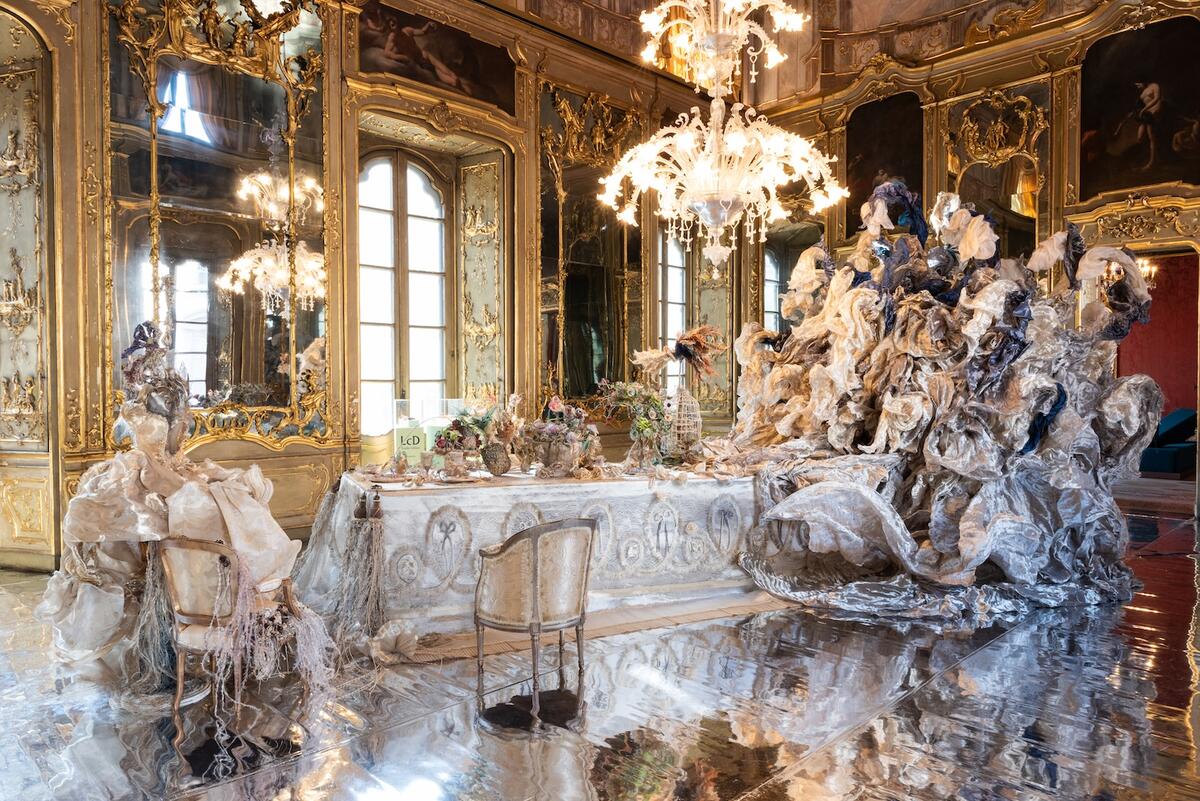 A scene from LcD Textile Edition’s “Full Metal Banquet” at Palazzo Litta