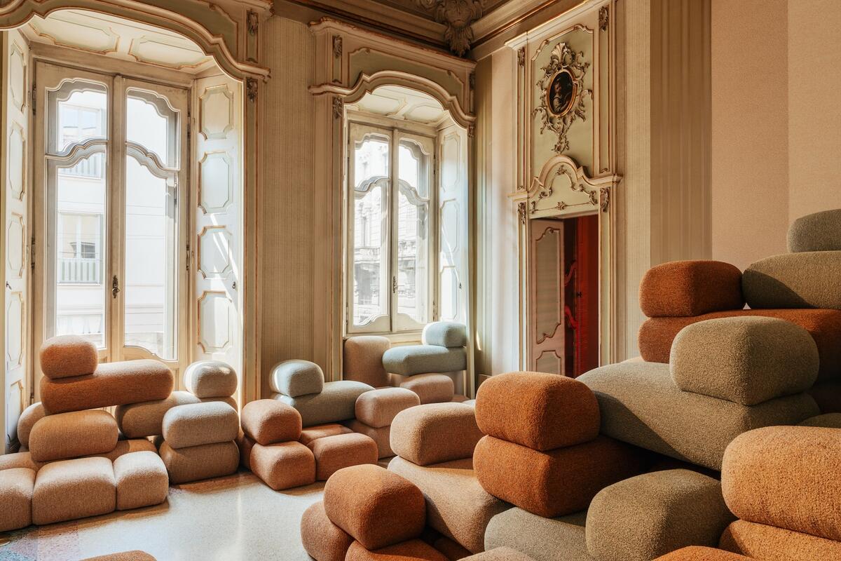 Soluna lounge chairs and Poma accent chairs by Kelly Wearstler x H&M Home 