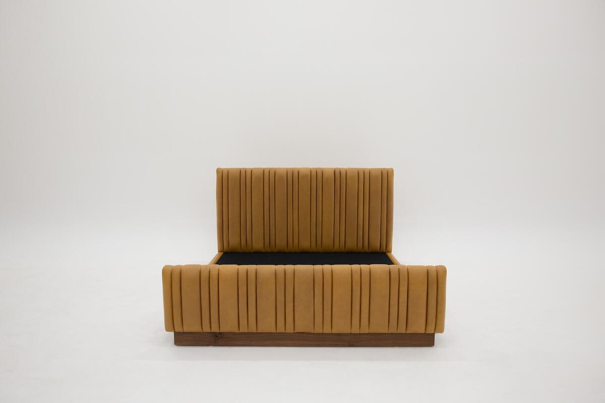 American Leather’s Arcade bed in Umbria Butterscotch leather by Alfredo Paredes
