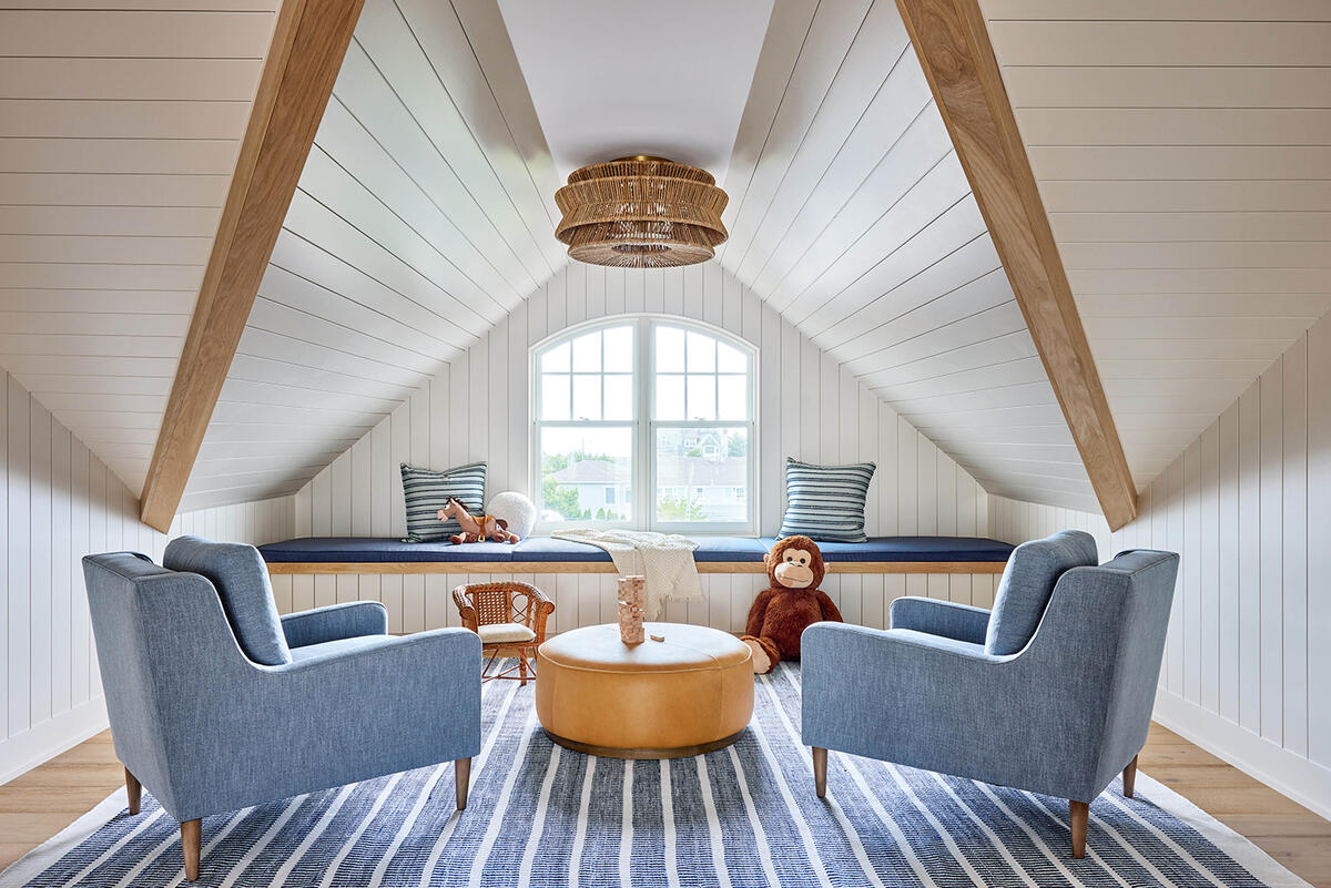 A multi-use space in the New Jersey home that designer Alma Russo affectionately dubbed “33 Grandbabies” 