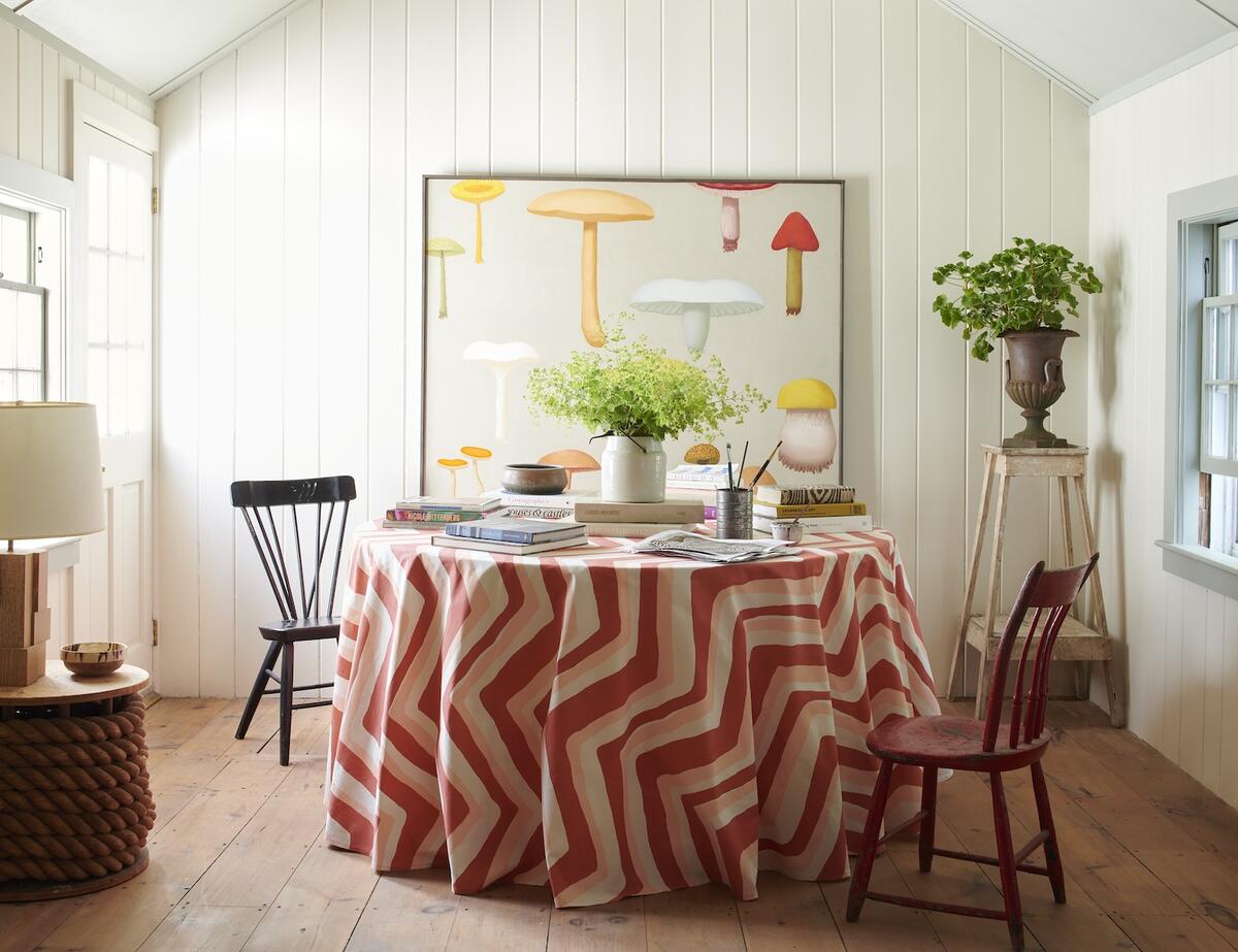 Chevron fabric in Coral by Tillett Textiles