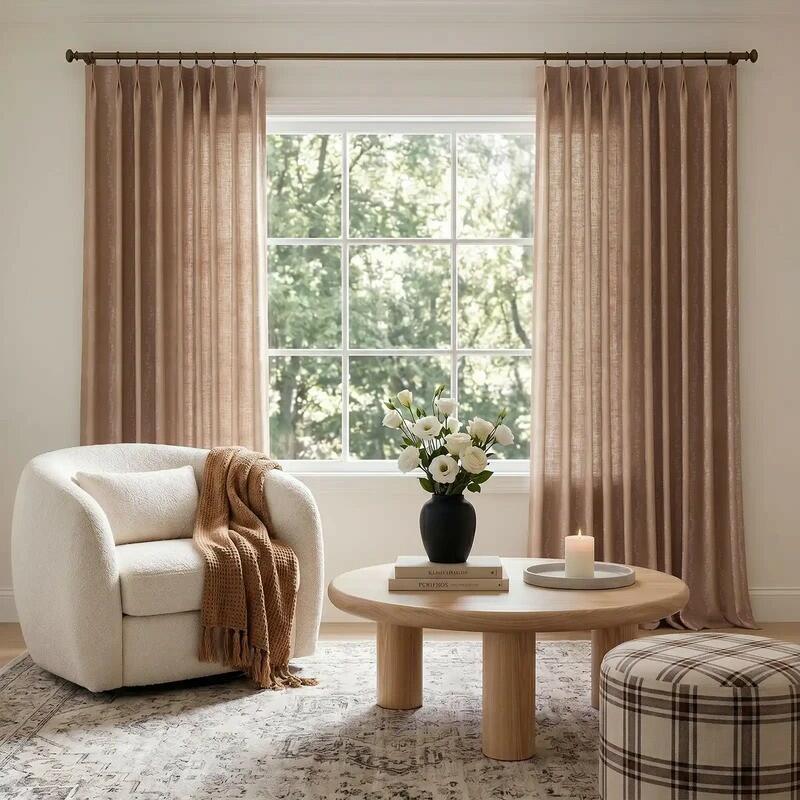 Wavy Floral Lines drapery in Sand by Brexton Cole Interiors for TwoPages