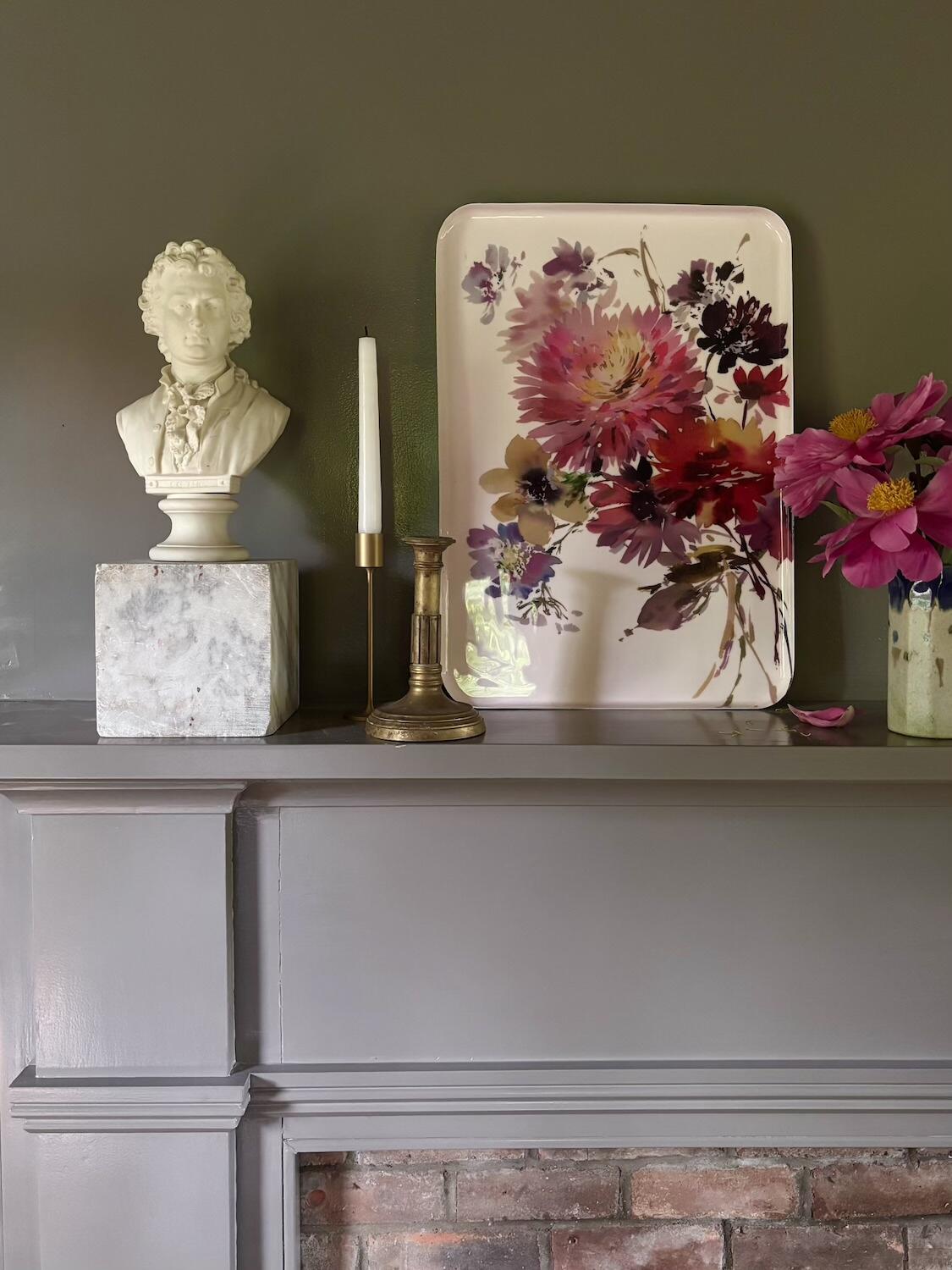 The Floral enamel metal serving tray from the Finch x Helen Dealtry collection 