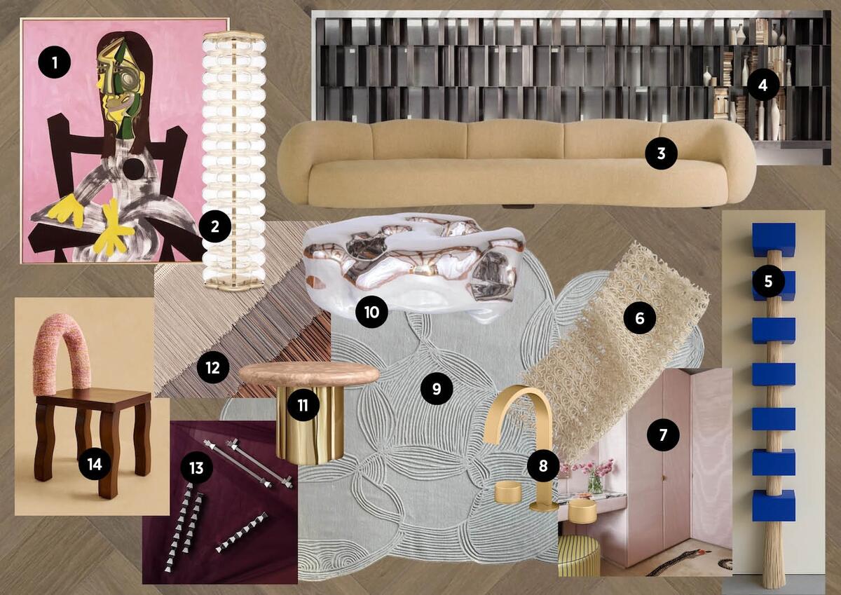 Britany Simon’s undeniably cool mix of metal furniture, moiré wallcoverings and artful lighting