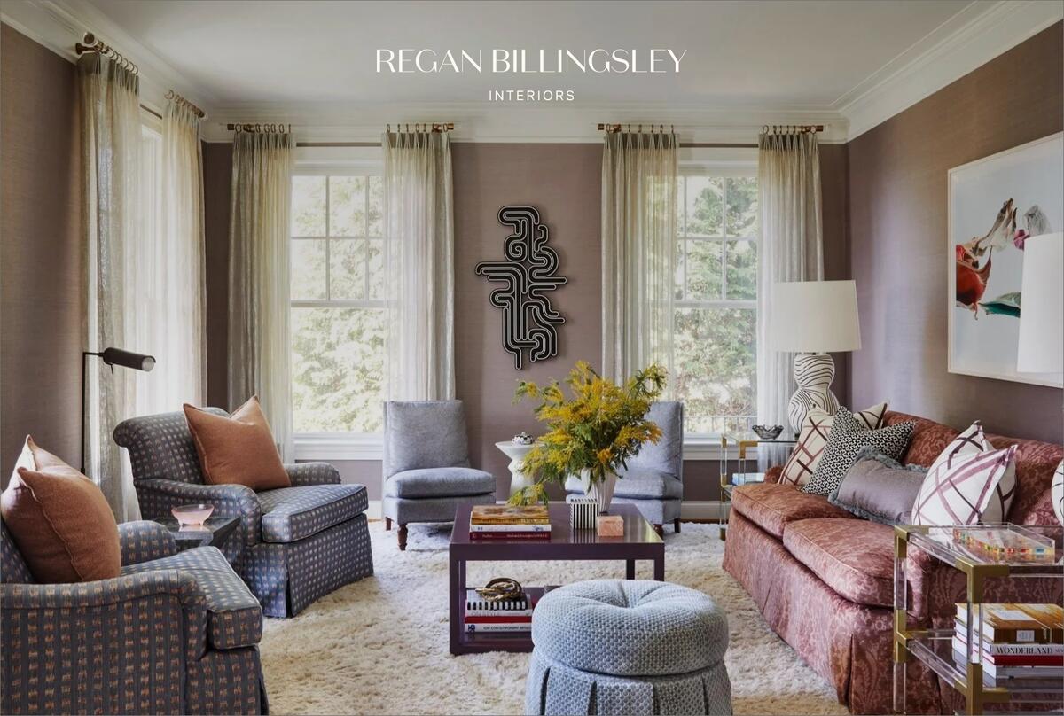 This interior shot and logo serve as the home page on the website of Regan Billingsley Interiors. The Limonata team worked with Billingsley on branding, web design, art direction and interior styling.