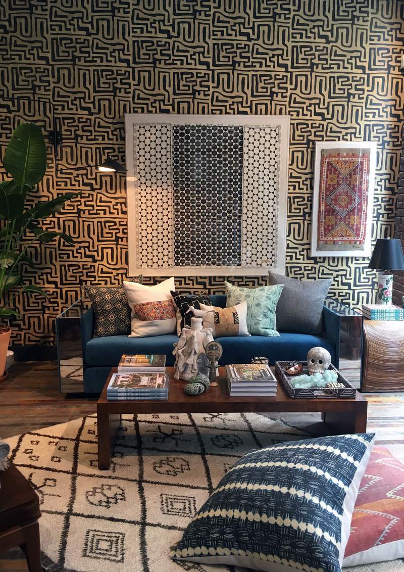 Fritz Porter Design Collective  Pattern play inside St Frank Founder  Christina Bryants eclectic apartment in Greenwich Village Working within  similar tonal palettes she complimented the framed St Frank Blush Daisy  Suzani